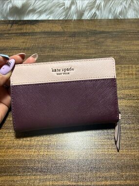 kate spade Two-Tone Blush Pink and Plum Zip Wallet